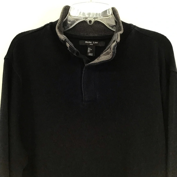 Mark Law Luxury Men’s 1/4 Snap-Up Sweater Navy/Gray Career Size Large - Picture 3 of 8